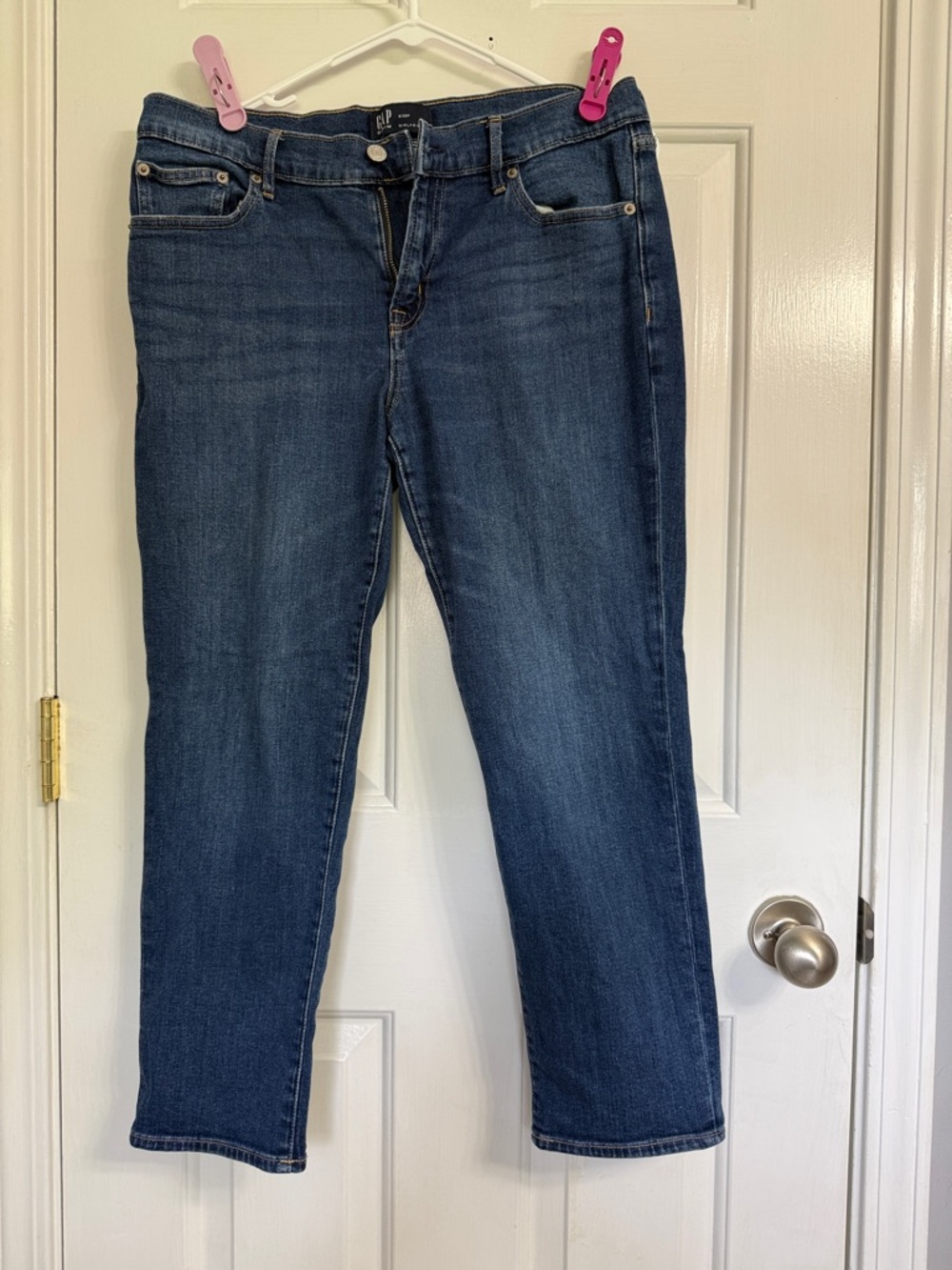 GAP Women's Straight Leg Jeans in Dark Blue Denim